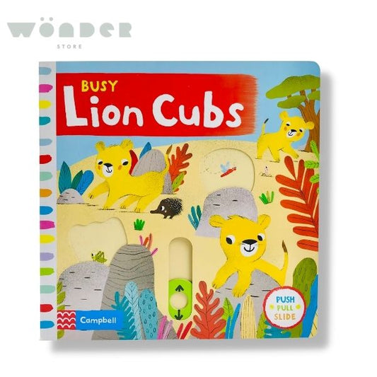Push Pull Slide: Busy Lion Cubs
